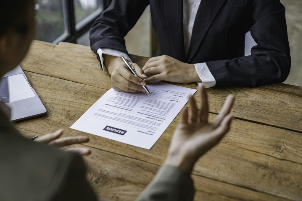 HR manager interviewing job applicants Successful job interviews work history Recruiters or managers